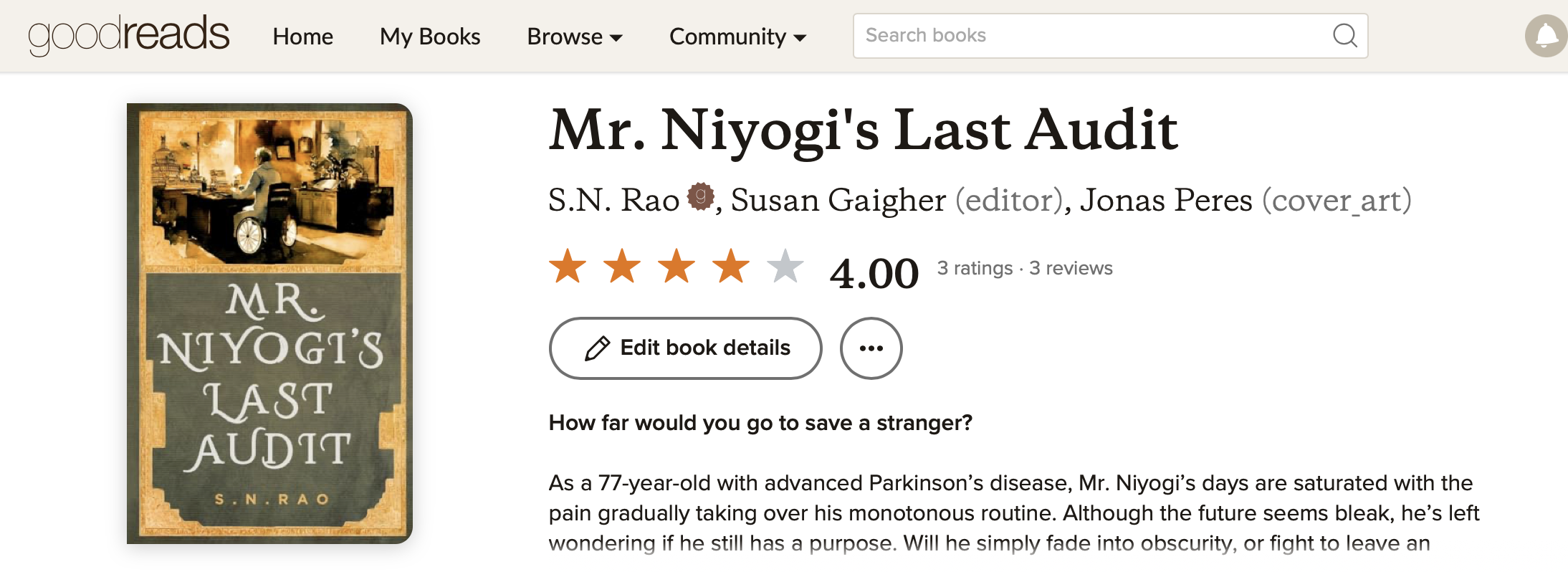 Mr. Niyogi's Last Audit on Goodreads